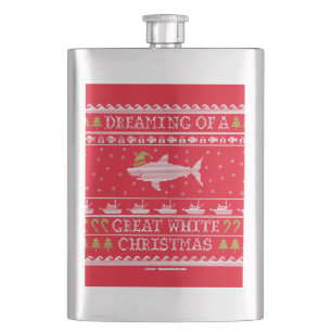 Dreaming van Great White Kerstmis Ugly Sweater Heupfles