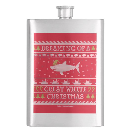 Dreaming van Great White Kerstmis Ugly Sweater Heupfles (Voorkant)