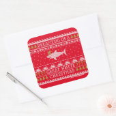 Dreaming van Great White Kerstmis Ugly Sweater Vierkante Sticker (Envelop)