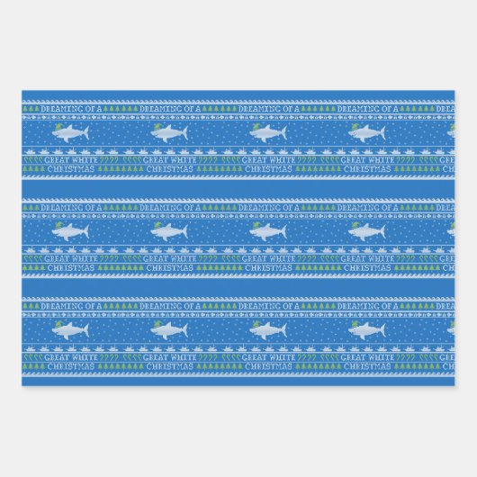 Dreaming van grote witte haai Ugly Sweater Inpakpapier Vel (Voorkant 3)