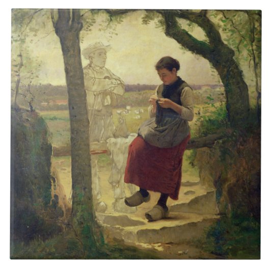 Dreaming van haar liefde, 1901 tegeltje (Voorkant)