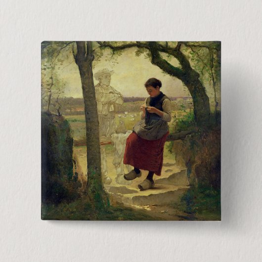 Dreaming van haar liefde, 1901 vierkante button 5,1 cm (Voorkant)