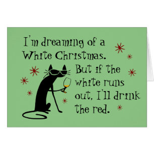 Dreaming van White Kerstmis Funny Wine Cat