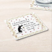 Dreaming van White Kerstmis Funny Wine Cat Kartonnen Onderzetters (Schuin)