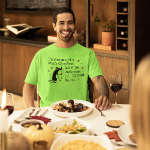 Dreaming van White Kerstmis Funny Wine Cat T-shirt