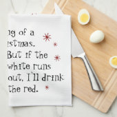 Dreaming van White Kerstmis Funny Wine Cat Theedoek (Quarter Fold)