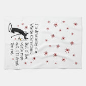 Dreaming van White Kerstmis Funny Wine Cat Theedoek (Horizontaal)