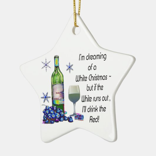 Dreaming van witte kerst, Fun Wine Star Ornament (Links)