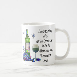 Dreaming van witte kerst, grappige wijnkunst-cadea koffiemok