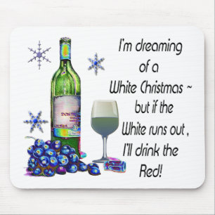 Dreaming van witte kerst, grappige wijnkunst-cadea muismat