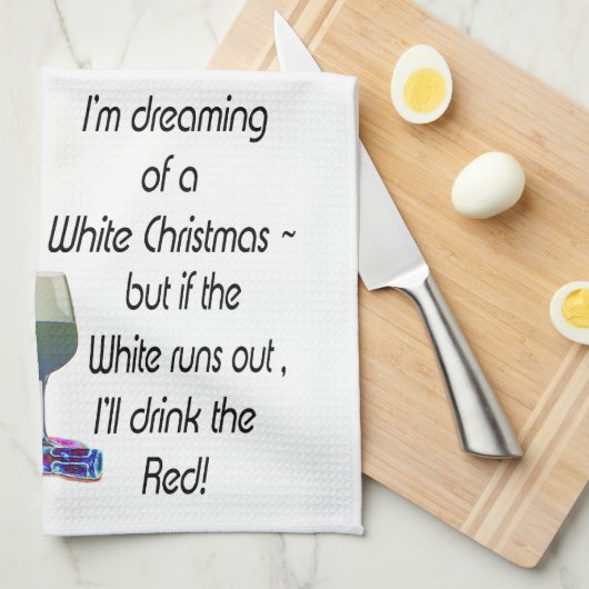 Dreaming van witte kerst, grappige wijnkunst-cadea theedoek (Quarter Fold)