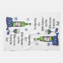 Dreaming van witte kerst, grappige wijnkunst-cadea theedoek