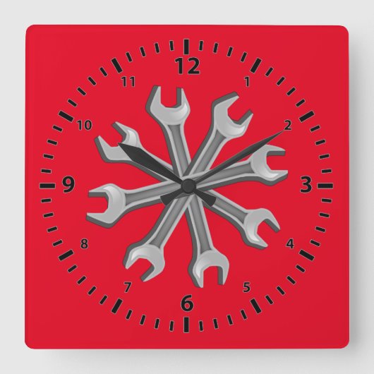 Dreaming Wrenches Vierkante Klok (Voorkant)