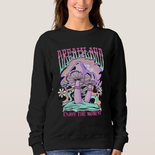 Dreamland Enjoy The Moments retro groovy mushroom Trui (Voorkant)