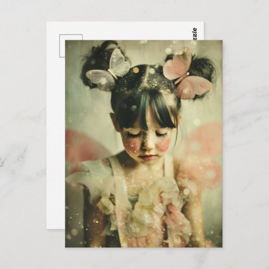 Dreamlike Children Portrait | Butterfly Whisper Briefkaart (Voorkant / Achterkant)