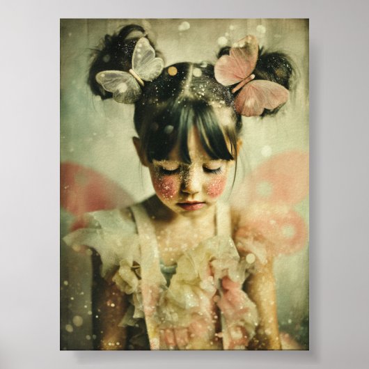 Dreamlike Children Portrait | Butterfly Whisper Poster (Voorkant)