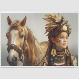 Dreamlike Exposure Of a Native Girl And Horse Tissuepapier