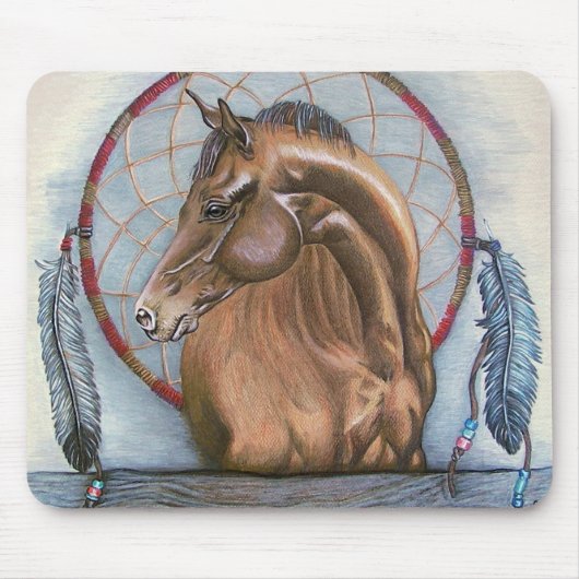 "Dreamlike" paard en droomcatcher original art Muismat (Voorkant)