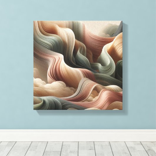 Dreamlike Ribbon Abstract Art in Earth Tones Canvas Afdruk (Insitu (Houten vloer))