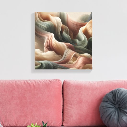 Dreamlike Ribbon Abstract Art in Earth Tones Canvas Afdruk (Insitu (Woonkamer))