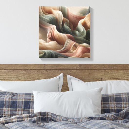 Dreamlike Ribbon Abstract Art in Earth Tones Canvas Afdruk (Insitu (Slaapkamer))