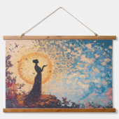 Dreamlike Serenity: Fantasy Silhouette Wall Tapest Hangend Wandkleed (Voorkant)