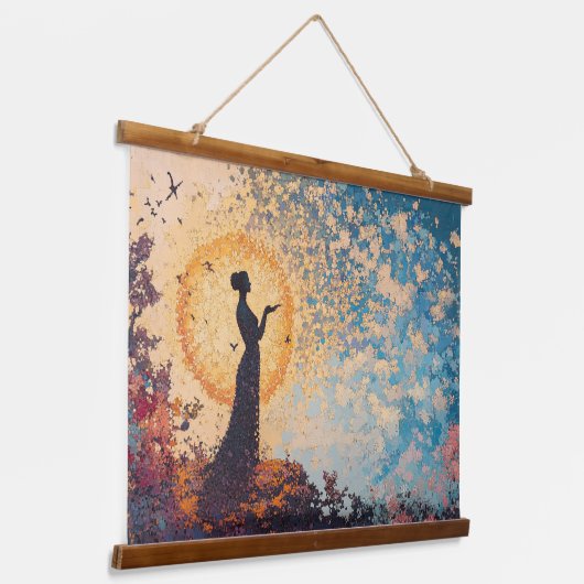 Dreamlike Serenity: Fantasy Silhouette Wall Tapest Hangend Wandkleed (Gebogen)