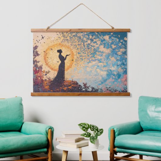 Dreamlike Serenity: Fantasy Silhouette Wall Tapest Hangend Wandkleed (Woonkamer)