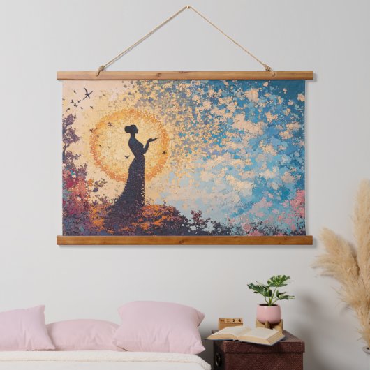 Dreamlike Serenity: Fantasy Silhouette Wall Tapest Hangend Wandkleed (Slaapkamer)