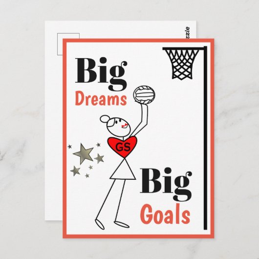 Dreams and Goals Netball Quote Briefkaart (Voorkant / Achterkant)