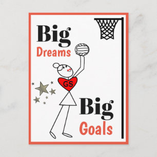 Dreams and Goals Netball Quote Briefkaart