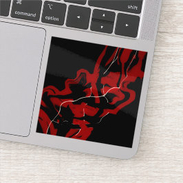 Dreams and Nightmares Abstract Red Black Fluid Art Sticker