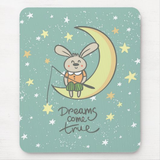 Dreams Come True | Bunny on the Moon Muismat (Voorkant)