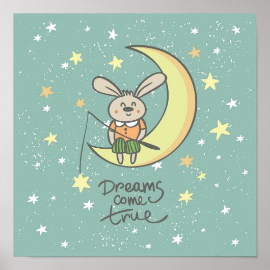 Dreams Come True | Bunny on the Moon Poster (Voorkant)