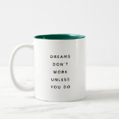 Dreams Don't Work Modern Funny Two-Tone Mug Tweekleurige Koffiemok (Links)