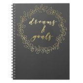 Dreams & Goals - Gold Script Typography Notitieboe Notitieboek (Voorkant)