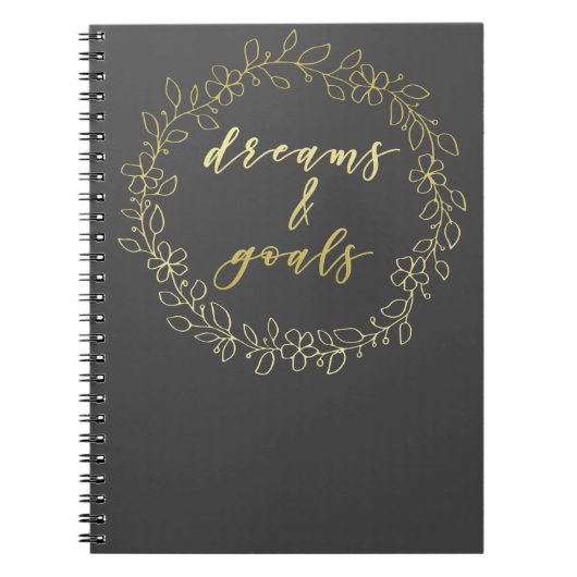 Dreams & Goals - Gold Script Typography Notitieboe Notitieboek (Voorkant)