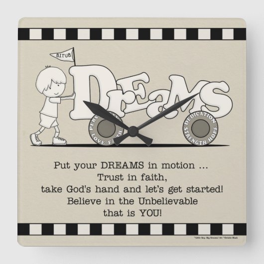 Dreams in Motion Vierkante Klok (Voorkant)