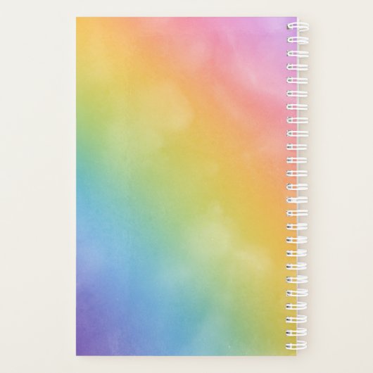 Dreams in plannen Waterverf Rainbow Custom Name Planner (Achterkant)