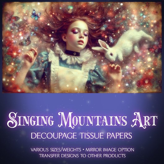 Dreams In Wonderland Alice Fantasy Art Decoupage Tissuepapier