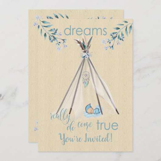 Dreams komen echt waar Boho DreamCatcher Tipi Kaart (Voorkant / Achterkant)