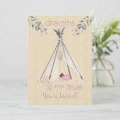 Dreams komen echt waar Boho Tipi DreamCatcher Kaart (Staand voorkant)