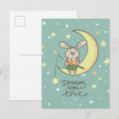 Dreams komen uit | Bunny op de maan Briefkaart (Voorkant / Achterkant)