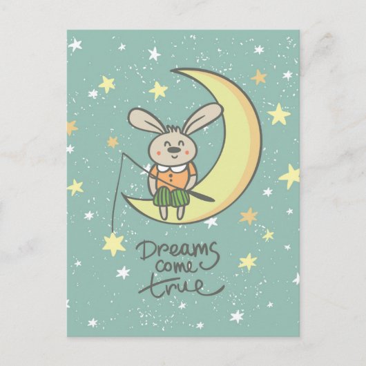 Dreams komen uit | Bunny op de maan Briefkaart (Voorkant)
