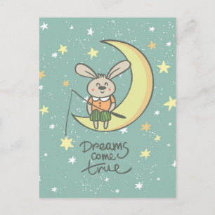 Dreams komen uit   Bunny op de maan Briefkaart