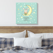 Dreams komen uit | Bunny op de maan Canvas Afdruk (Insitu (Slaapkamer))