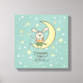 Dreams komen uit | Bunny op de maan Canvas Afdruk (Voorkant)