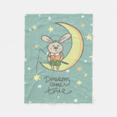 Dreams komen uit | Bunny op de maan Fleece Deken (Voorkant)