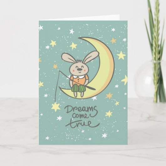 Dreams komen uit | Bunny op de maan Kaart (Voorkant)