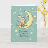 Dreams komen uit | Bunny op de maan Kaart (Gele Bloem)